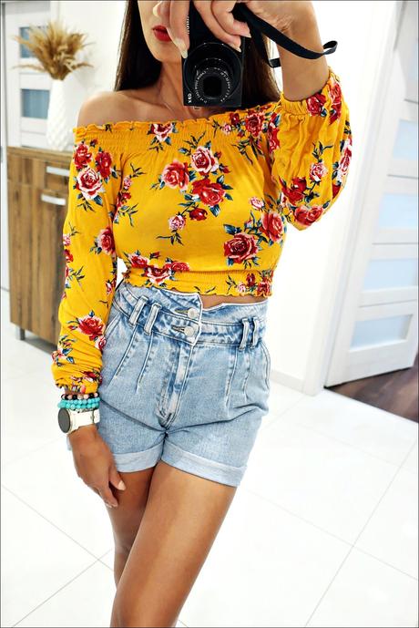 Kvetinový crop top, h&m,xs