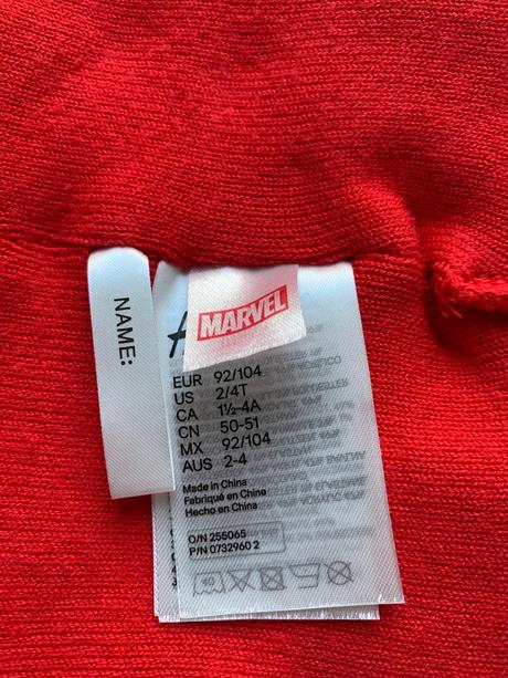 Spiderman ciapka zimna, h&m,104