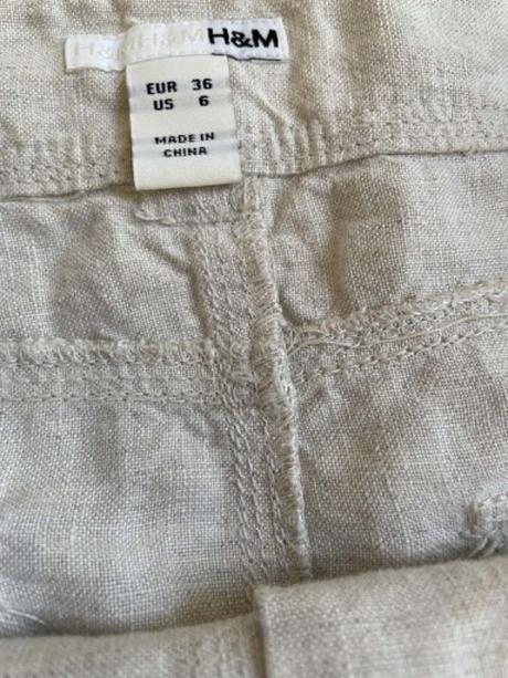 Ľanová naturálna sukňa, h&m,m
