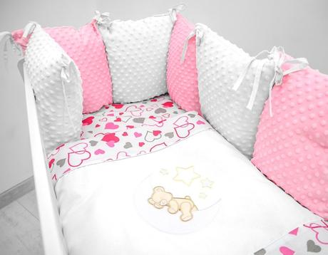 Vankúšikový mantinel s minky s obliečkami s výšivk, šírka (cm): 90,dĺžka (cm): 120