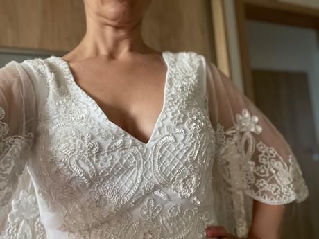 Vintage svadobné koralkove saty, 36