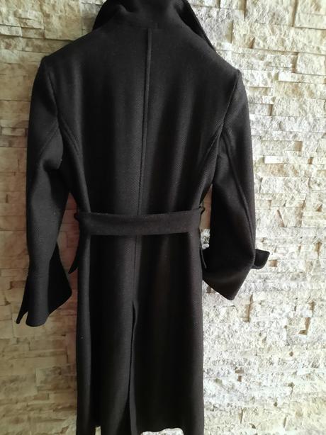 Dámsky dlhší hnedý kabát s vlnou,velk l/xl, 42