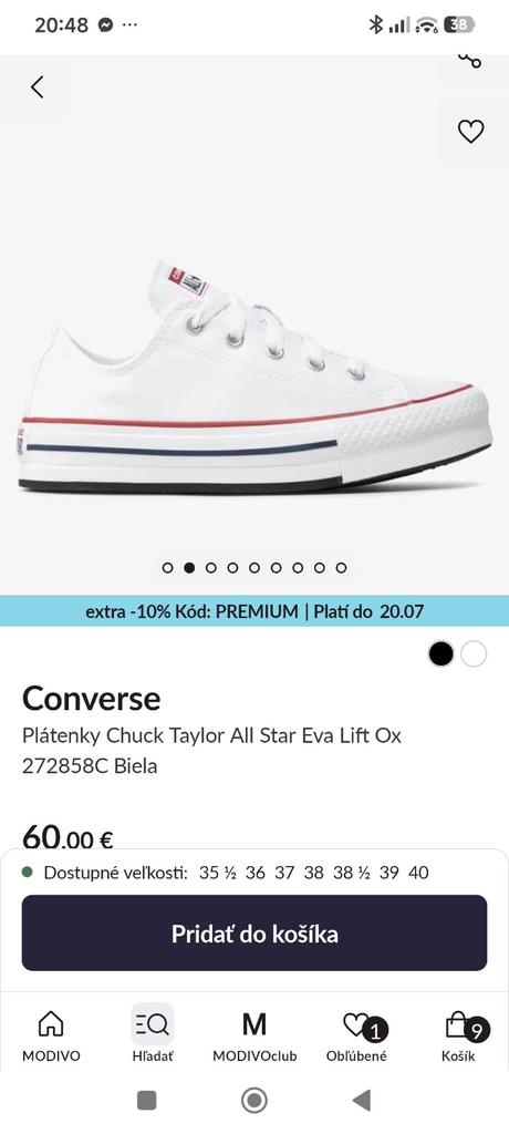 Converse chuck taylor all star eva lift ox č.37, converse,37