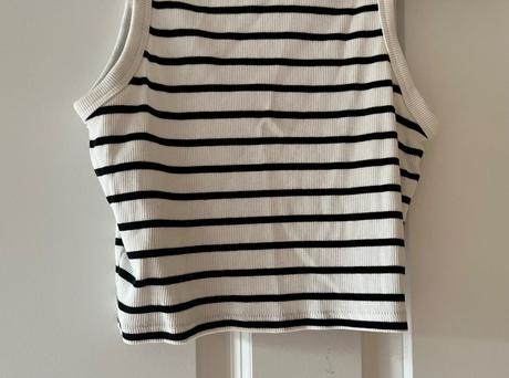 Nový čiernobiely bavlnený crop top, c&a, s/36, c&a,m