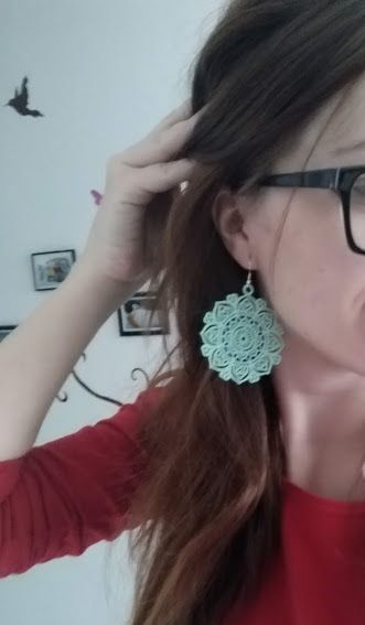 Náušnice mandala mentolovo zelená farba,