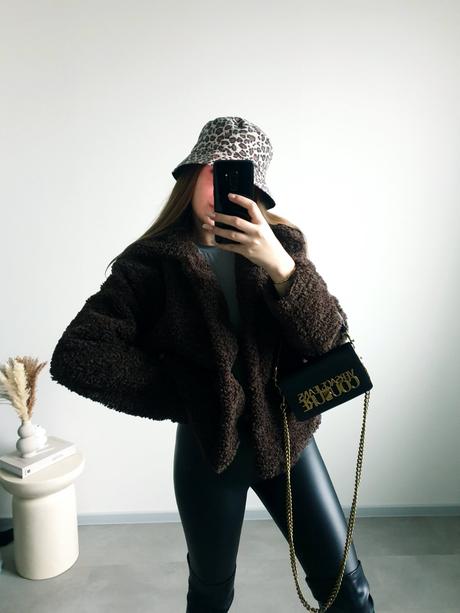 Hnedý teddy kabátik l, l