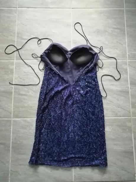 Luxus vyšívané modré šaty petrakocianova, v38-40, 40