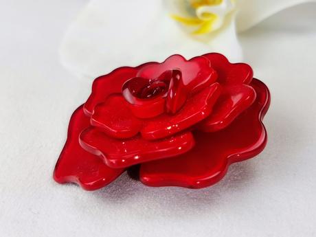 Bijou brigitte - brošňa - červený kvet, bijou brigitte