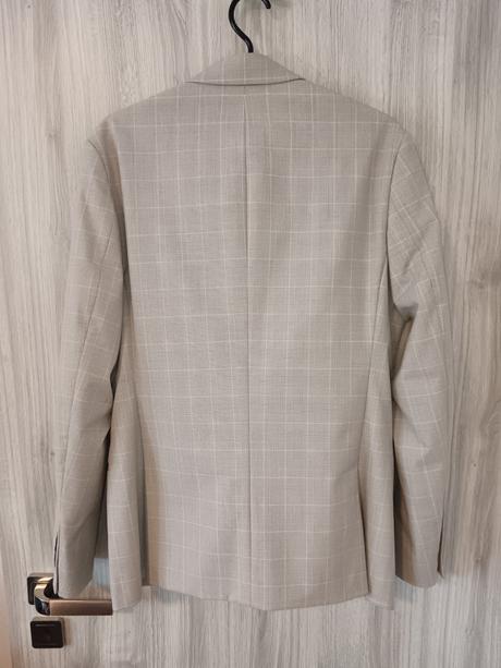 Károvaný, slim fit oblek, 48