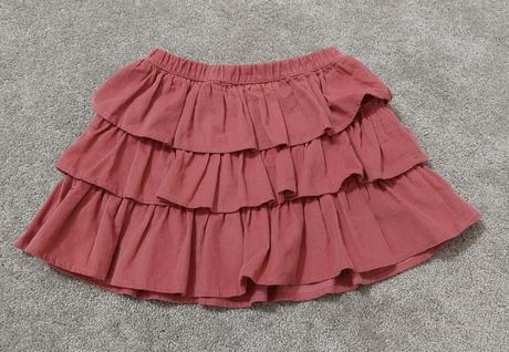 Ružová menčestrová sukňa s volánmi, 104