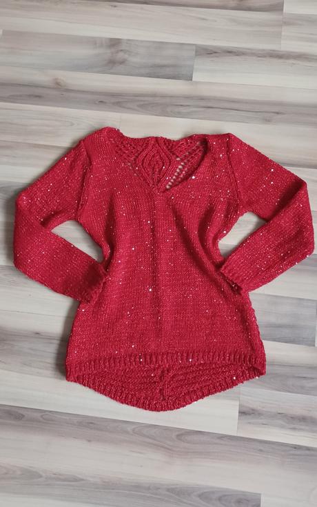 Červený lesklý sveter, xs