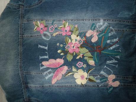 Riflová bunda predĺžená s výšivkou, next,122