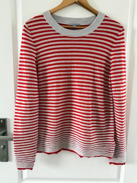 Jemný pletený top s pruhmi z merino vlny, cos,m