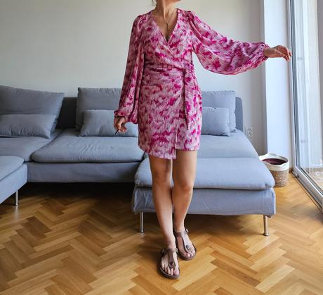 Zavinovacie šaty s obrovskými rukávmi, h&m,s