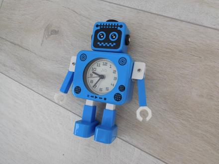 Kovové hodiny robot modrý do detskej izby,, 