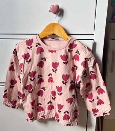 Bledoružová bavlnená mikina s tulipánmi, reserved, reserved,104