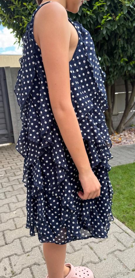 Šaty s bielymi bodkami, lindex,158
