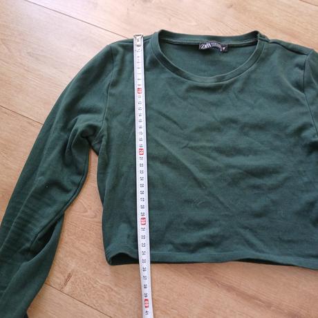 Zelený bavlnený crop top zara, zara,m