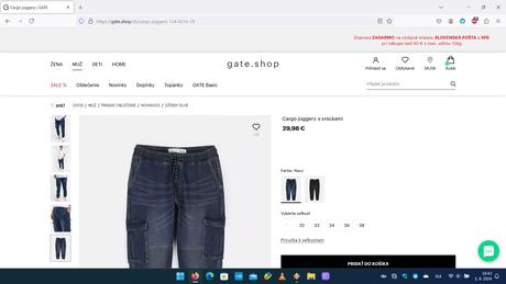 Riflové kapsáče, riflové joggery, gate,34
