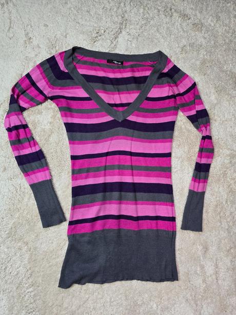 Ruzovy pasikavy svetrik, 36