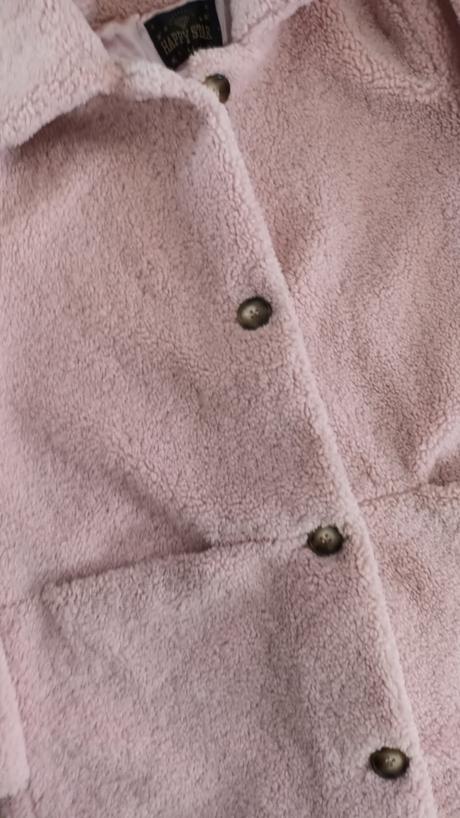 Ružový teddy kabátik s vreckami, 164
