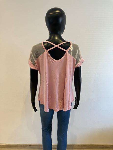 Dámske tričko s výstrihom na chrbte ružové, l / m / s / xl