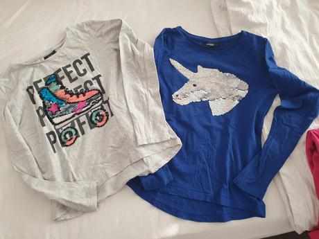 2x tricko s flitrami 146/152, takko,146