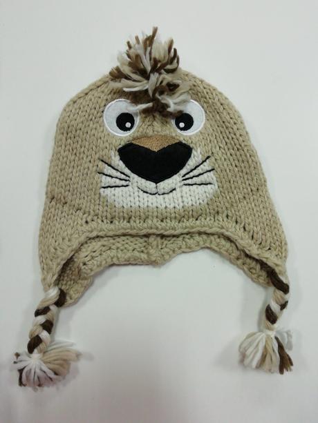 Pletená béžová čiapka lev, ovs,86