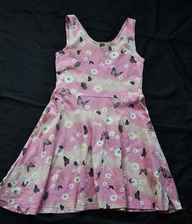Ružové letné šaty s motýlikmi, h&m,152