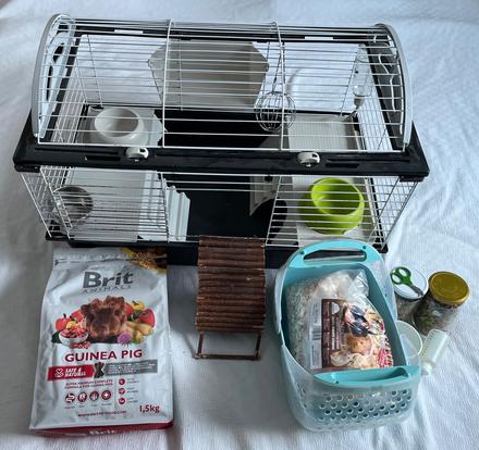 Klietka pre morča s príslušenstvom a krmivom, 