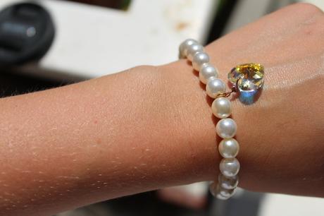 Perlový náramok so swarowski príveskom, 