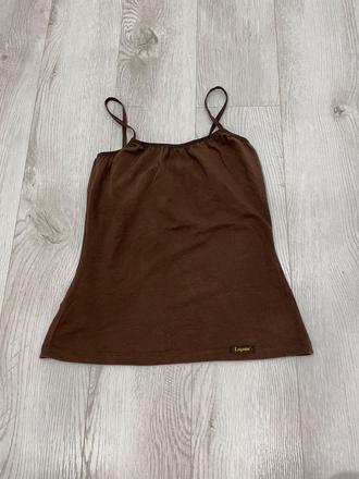 Hnede tielko na špagetové ramienka, s