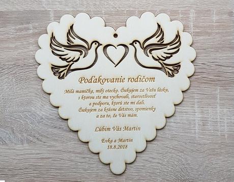 Poďakovanie rodičom 2v1 holubice,