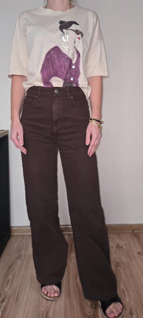 Široké wide leg hnedé, c&a,xs