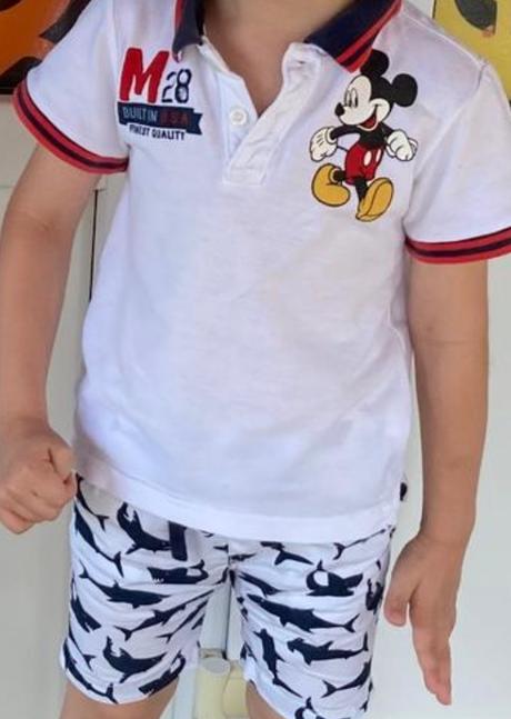 Polo tricko mickey+ kratasy žralok, h&m,98
