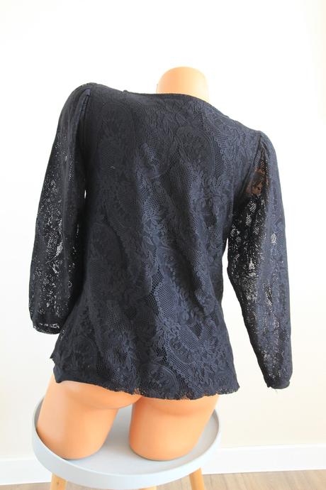 Čierny čipkovaný top, l, l