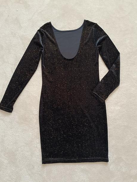 Krasne zamatove saty so zlatymi trblietkami, amisu,38