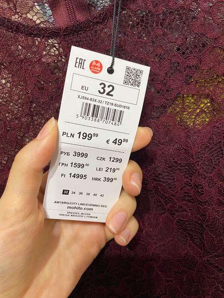 Mohito čipkované midišaty s opaskom bordové 32, mohito,32 / 34