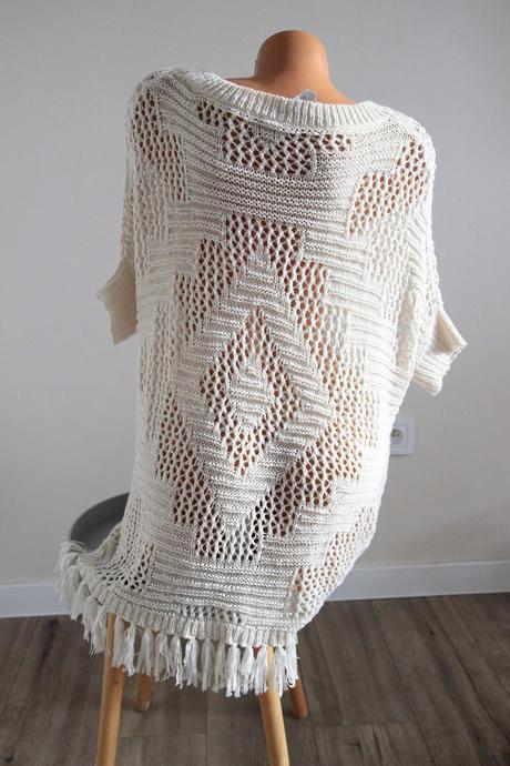 Krémový pletený top, pull&bear, pull&bear,m