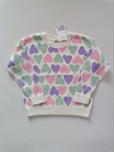 Novy pulover 98/104 so srdieckami, h&m,98