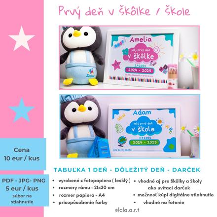 Tabuľka 1 deň škôlka / škola, 