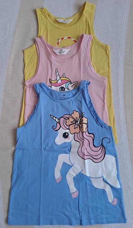 Letné tričká - tielka 3 ks, h&m,134