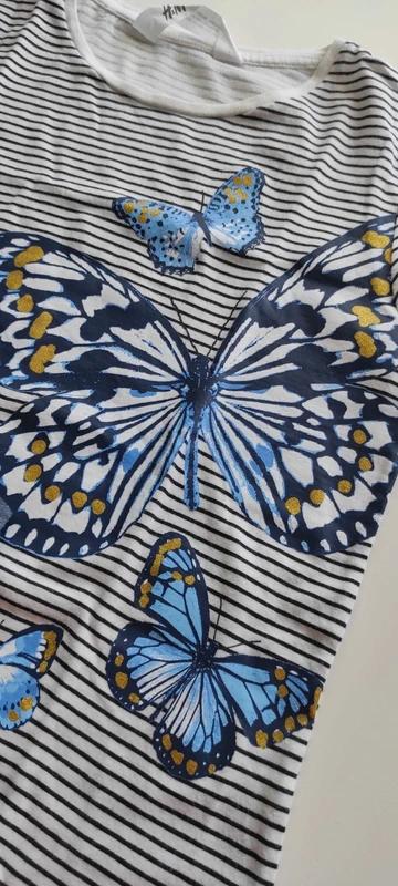 2x dievčenské tričko s motýľom, h&m,134