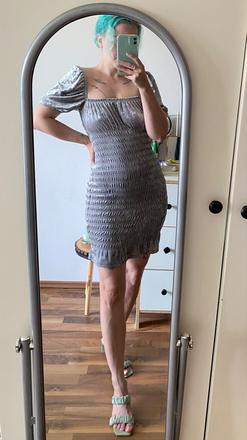 Strieborné semišové šaty h&m, h&m,xs