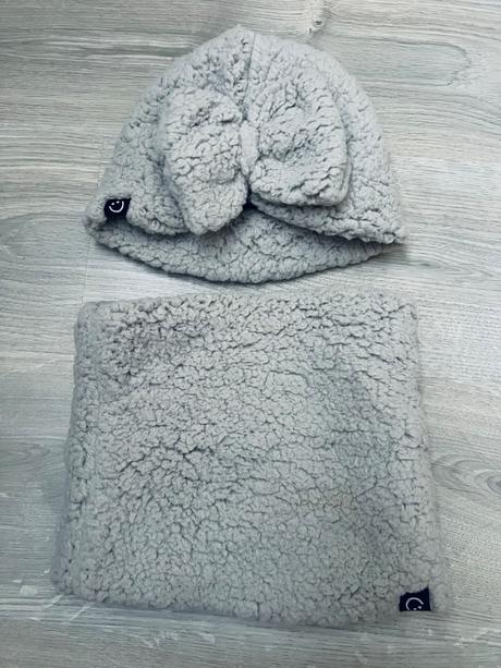 Čiapka turban s mašlou a šál teddy, 52