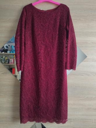 Čipkované bordové šaty, xl