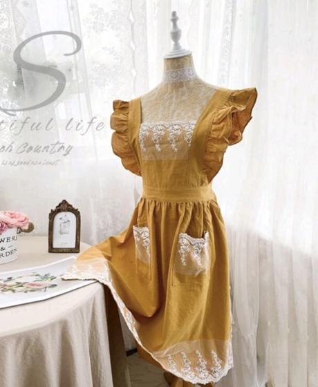 Vintage vyšívané zástery s kvetinovou textúrou, 