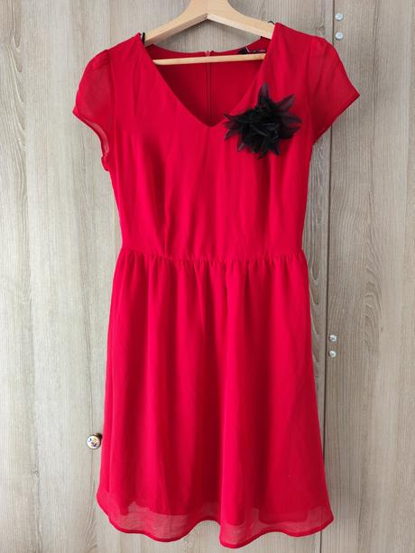 Červené šifonové šaty, new look,36