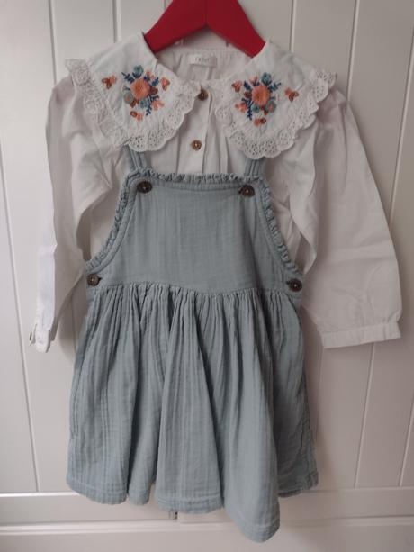 Bavlnená súprava vyšívanej košele a sukničky na t, next,104