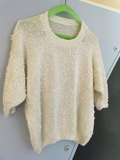 Perleťové uzlíčkové pletené triko oversize, l